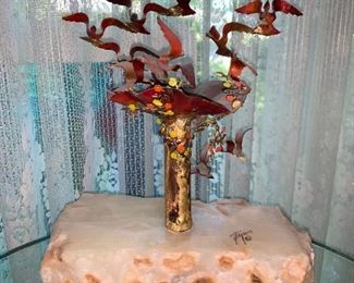 Signed Bijan brass birds sculpture