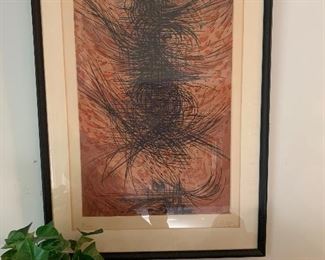 Original Edgard Pillet tonal art etching, signed and numbered - c.1960's