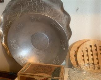 pewter serving dishes