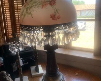 hand painted lamp with crystals