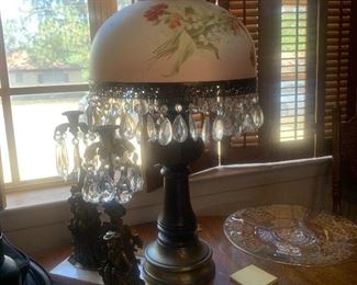 hand painted lamp with crystals