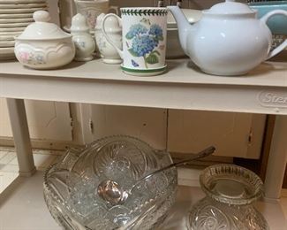 clear, two piece punch bowl