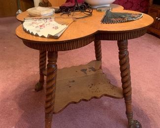 oak clover leaf parlor leaf with glass eye, eagle claw feet