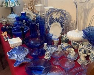 cobalt blue Fenton serving dishes