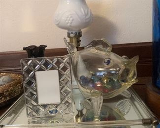 glass fish and picture frame