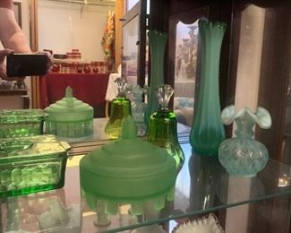 green Fenton glass