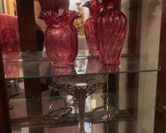 rose colored glass vases