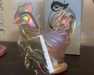 Iridescent Fenton glass rooster