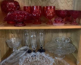 ruby red and clear cut glass