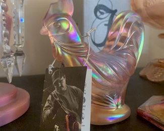 iridescent Fenton rooster