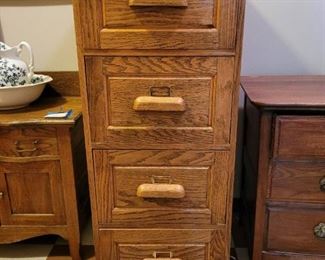 Oak Wood 4 Drawer Vertical File Cabinet