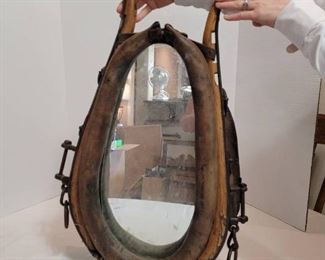 Antique Horse Collar Wall Mirror for Western Decor.
