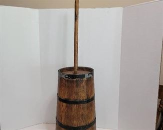 Antique Wooden Butter Churn with Metal