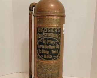 Antique 2.5 Gallon Badger Copper and Brass Fire Extinguisher