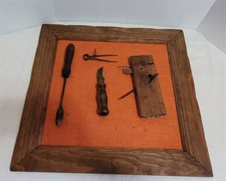 Wood Framed Selection of Old Tools
