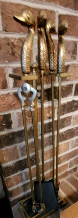 Brass duck head fireplace.tool set. Remember, everything is 50% off!!!