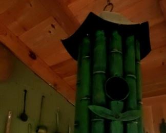 Green bamboo bird house