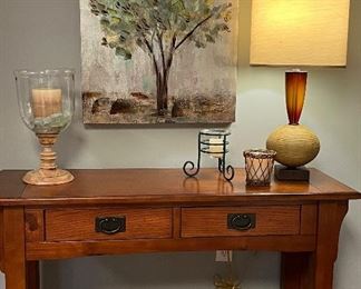 Sofa Table, Table Lamp, Art, Decor