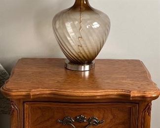 Master Bedroom: Lexington Chateau Latour Series 9-Drawer Triple Dresser w Mirror, Highboy, 2 Nightstands, King Headboard, Table Lamps pr, Bedding