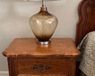 Master Bedroom: Lexington Chateau Latour Series 9-Drawer Triple Dresser w Mirror, Highboy, 2 Nightstands, King Headboard, Table Lamps pr