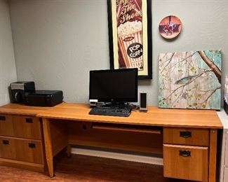 Office Desk and Matching File, Art, Monitor, Keyboard and more...