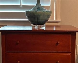 Thomasville Black Maple: Queen Headboard, Dresser w Mirror and 2 Nightstands, Table Lamps pair, Art