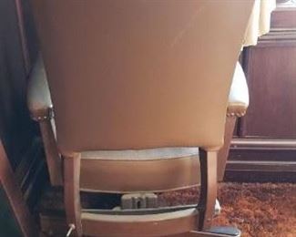 Vintage Taupe Leather/Naugahyde Studded Executive Armchairs on Wheels $95