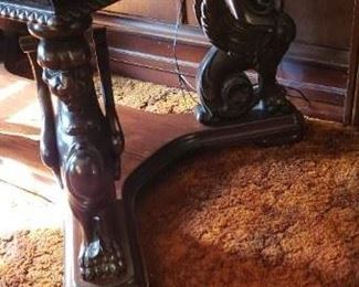 Ornate Carve Griffin Base Mahogany Partners Table EX Cond. 55"W x 37"H x 28.5"D $2995 obo