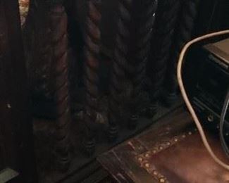 Large Gothic Dark Wood Executive Desk with Front Ballasters 78"W x 40"D x 30.5"H $695