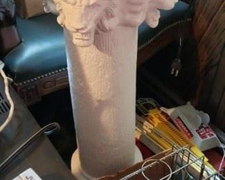 4 Sided Lions Head Plaster Column Pedestal Ex Cond 35"H x 12:D x 12"W $150 