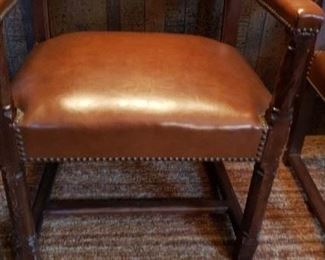 (4) Vintage Brown Naugahyde/Leather Studded Wood Frame Arm Chairs $450 Each $1595 for all 4