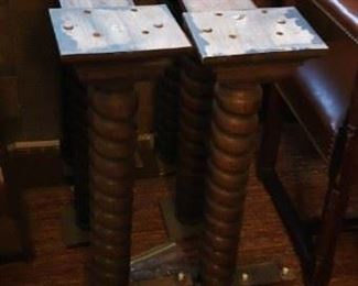 Solid Wood Dining Room Trestle Table With 2 Leafs & Double Solid Wood Legs 68:W x 44"D $795