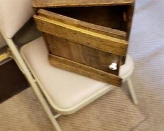 Antique Wooden Box with Shelf & Hinged Door with Handle $95