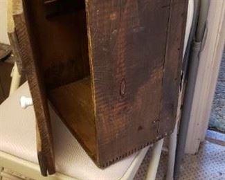 Antique Wooden Box with Shelf & Hinged Door with Handle $95