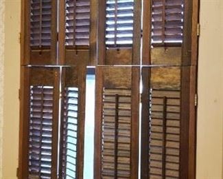 Assorted Brown Wooden Shutters (sold in sets of 4) 3 sets available (1) 23"X 15", (1) 21.75" x 15" & (1) 36" x 15" Call for Pricing