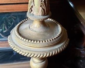 Ornate Antique Ornate Carved Wood & Brass Floor Lamp (some damage) $195  