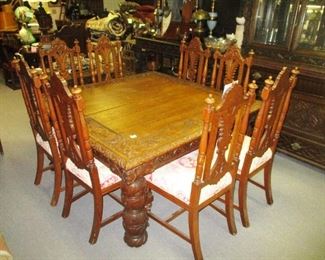 HORNER DINING TABLE W/ CARVING AND 10 AMERICAN VICTORIAN DINING CHAIRS EBAY