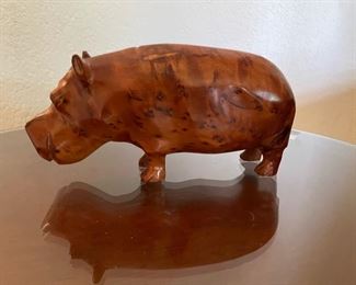Wood Carved Hippo
