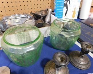Depression glass jars