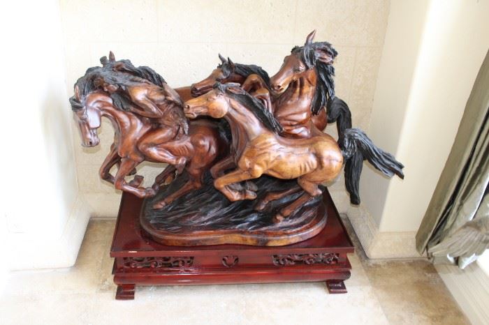 Hand Carved Horse Sculpture 