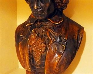 Cast Plaster Beethoven Bust Sculpture, 21" x 12" x 7"