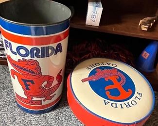 Gators trash cans, ottoman 