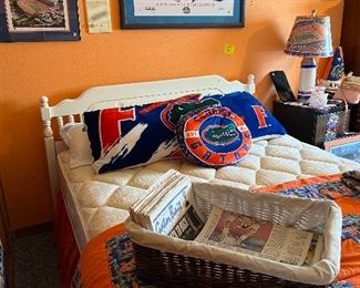Queen bed with Gator bedding