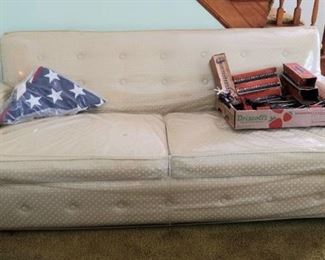 Sofas covered in plastic so super clean!