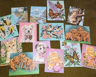 Over 30 finished paint by numbers beautifully painted!