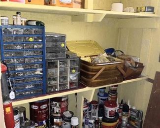 Tools and hardware in the basement and garage!