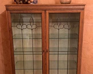 Antique Leaded Glass Display Cabinet