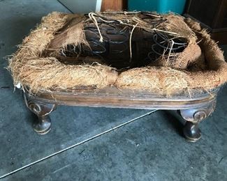 50% off now
Antique horsehair stool with carved feet and original springs