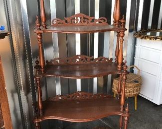 50% off Ornate Victorian Walnut Curio Whatnot shelf