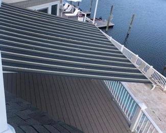 Electric awning fully extended